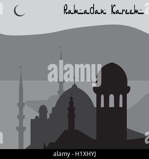 Magic Animation ville turque d'Istanbul en noir et blanc. Ramadan. illustration Illustration de Vecteur