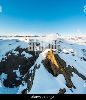 Frontière divergente, Mid-Atlantic Ridge, vallée du rift, Krafla, Mývatn, au nord de l'Islande, Islande Banque D'Images