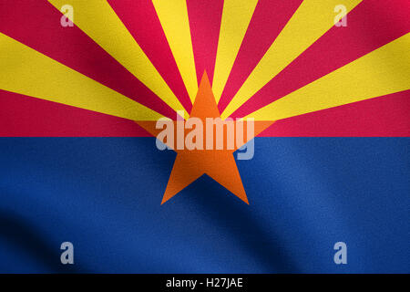 Arizonian drapeau officiel, symbole. Élément patriotique américain. USA banner. Pavillon de l'Etat américain d'Arizona forme dans le vent Banque D'Images