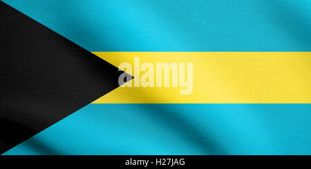 Symbole national des Bahamas. La conception de fond patriotique. Pavillon de l'Bahamas agitant au vent avec texture tissu détaillées Banque D'Images