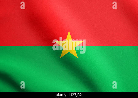 Burkina Faso drapeau officiel national. Symbole patriotique africaine, bannière, élément, arrière-plan. Brandissant le drapeau du Burkina Faso, la texture Banque D'Images