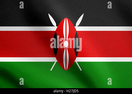 Kenyan national drapeau officiel. Symbole patriotique africaine, bannière, élément, arrière-plan. Brandissant le drapeau du Kenya dans le vent Banque D'Images