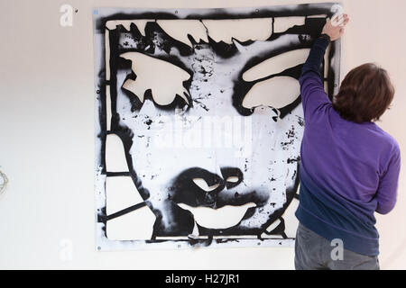 Le street art stencil graffiti Banque D'Images