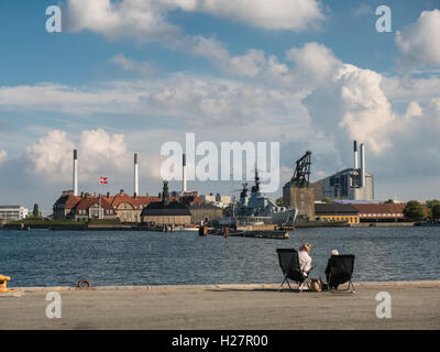 Ancienne station navale dans le port de Copenhague au Danemark Banque D'Images