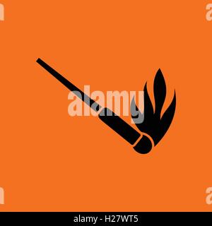 Burning matchstik icône. Fond orange avec du noir. Vector illustration. Illustration de Vecteur