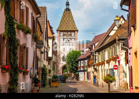 Bergheim village sur la route des vins, Alsace, France Banque D'Images