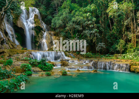 Chute d'eau de Kuang Si à Luang Prabang, Laos. Banque D'Images