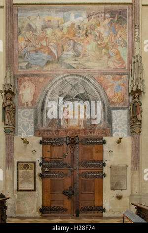 Fresque de l'église St Martins, Landshut, Bavière, Allemagne Banque D'Images