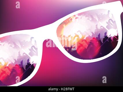Reflet d'une partie sur l'événement Lunettes Illustration de Vecteur