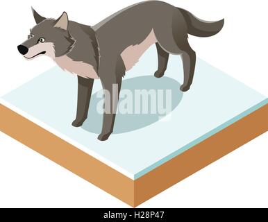 Loup isométrique icône avec un motif carré Illustration de Vecteur