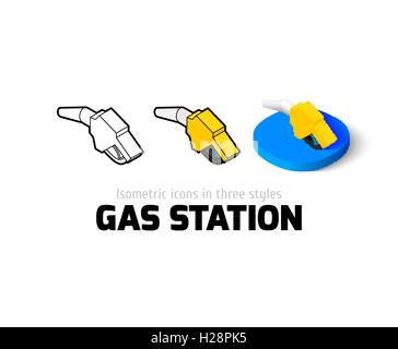 Station de gaz dans l'icône de style différent Illustration de Vecteur