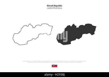 République slovaque site isolé et drapeau officiel icons. vector illustration cartes politique slovaque. Pays européen interdiction géographique Illustration de Vecteur