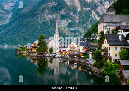 Hallstatt, Autriche l'affichage classique de Hallstat Village Banque D'Images
