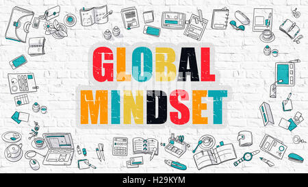 Global Mindset en multicolore. Doodle Design. Banque D'Images