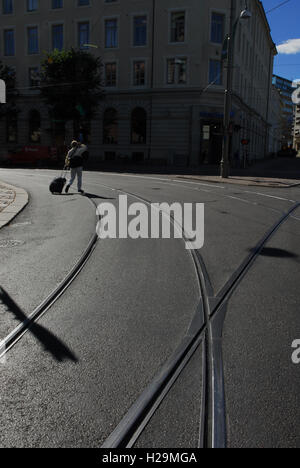 La Suède, Goteborg, Goteborg, lignes de tramway Banque D'Images