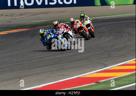 Motorland Aragón, Alcaniz, Espagne. 25 Septembre, 2016. Grand Prix MotoGP d'Aragon. Jour de la course. Aleix Espargar&# xf2 ; (Suzuki) Ecstar : Action Crédit Plus Sport/Alamy Live News Banque D'Images