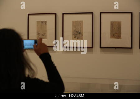 26 septembre 2016 - l'inconnu Sorolla regarder MÃ¡laga.El Musée Carmen Thyssen affiche les plus spontanées et moderne des facettes de la peintre valencien avec une collection rapide d'œuvres réalisées au cours de son séjour à New York.'Sorolla. New York notes' comprend neuf 'Gouches' (diluées) et 18 dessins de l'école Musée Sorolla à Madrid. Des œuvres qui l'artiste Valencienne faite dans un moment très particulier dans sa vie lors de son second et dernier séjour à New York en 1911, alors qu'il était en pourparlers avec l'érudit espagnol Archer Milton Huntington pour que votre projet sommet, 'Vision de l'Espagne' monumen Banque D'Images