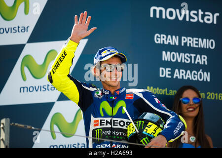 Salou, Espagne. 25 Septembre, 2016. # 46 Valentino Rossi (ITA) Movistar Yamaha MotoGP. Grand Prix d'Aragon Movistar de Moto GP. Le circuit Motorland, Alcañiz. Jour de la course. Crédit : Jose Breton/Pacific Press/Alamy Live News Banque D'Images