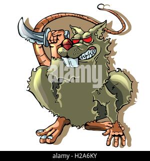 Rat blanc caricature sur backgraund. vector illustration Illustration de Vecteur