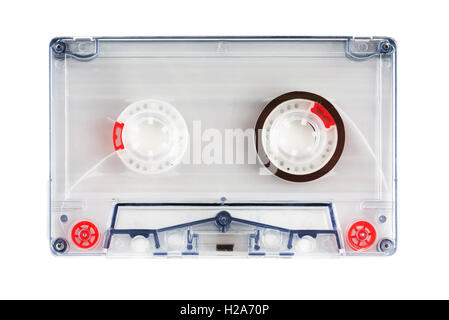Cassette audio isolé sur fond blanc Banque D'Images
