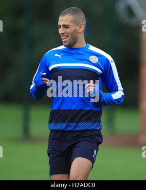 Leicester City's Islam Slimani durant une session de formation au terrain d'entraînement, entraînement de Belvoir Leicester. Banque D'Images