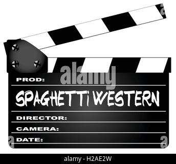 Un film typique meissen avec la légende films western spaghetti isolé sur blanc. Illustration de Vecteur