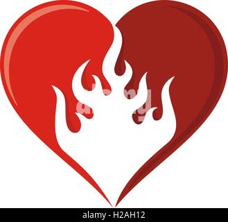 Icône de cœur de flamme Illustration de Vecteur