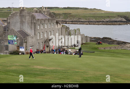 Club-house et golf à Ardglass, comté de Down, Irlande du Nord Banque D'Images