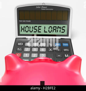 Prêts hypothécaires Calculatrice montre maison et les prêts bancaires Banque D'Images