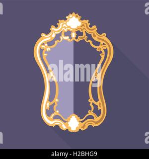 Vecteur numérique violet et or miroir vintage style plat, isolé Illustration de Vecteur