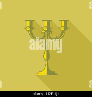 Chandelier vecteur numérique avec ombre sur fond jaune foncé, style plat Illustration de Vecteur