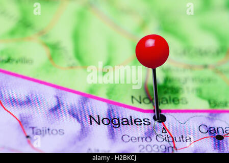 Nogales épinglée sur une carte du Mexique Banque D'Images