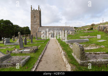 L'église St Levan à Cornwall Banque D'Images