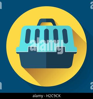 Pet dog cage voyage télévision avec ombre portée de l'icône Illustration de Vecteur