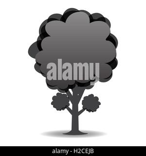 Un dessin stylisé d'un arbre. Le noir et blanc design illustration. Illustration de Vecteur