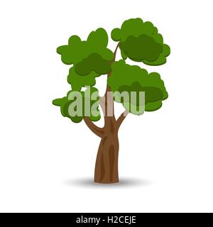 Un dessin stylisé d'un chêne vert, frisé. illustration Illustration de Vecteur