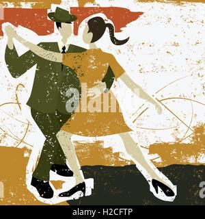 Deux danseurs de tango Deux personnes dansant le tango sur un fond abstrait. Illustration de Vecteur