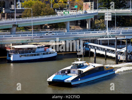 Ferry Catamaran sur le fleuve Brisbane Banque D'Images