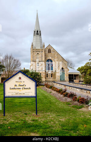 St Paul's Lutheran Church in Hahndorf dans les collines d'Adélaïde, Australie. Banque D'Images