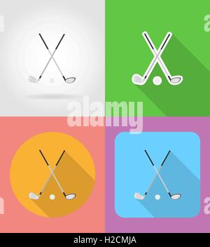 Golf Club et ball télévision icons vector illustration isolé sur fond Illustration de Vecteur