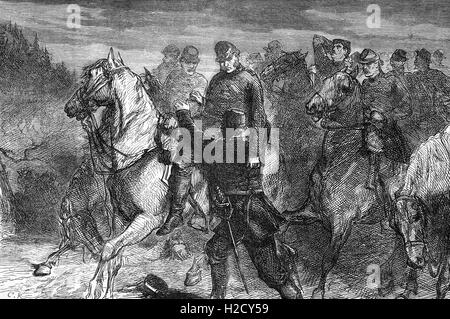 'Stonewall' Thomas Jonathan Jackson (1824 - 1863) après qu'il a été blessé. Jackson était un général confédéré durant la guerre civile américaine. Piquets confédérés accidentellement tiré sur lui à la bataille de Chancellorsville, qui a eu lieu du 30 avril au 6 mai 1863, Spotsylvania County, en Virginie. L'ont survécu, a perdu un bras à l'amputation et est décédé des complications d'une pneumonie huit jours plus tard. Banque D'Images