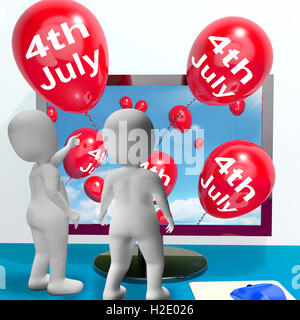 Quatrième de juillet rouge montre Ballon en ligne Esprit d'Indépendance Banque D'Images