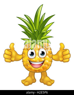 Un fruit d'Ananas cartoon mascot character donnant un coup de pouce Banque D'Images