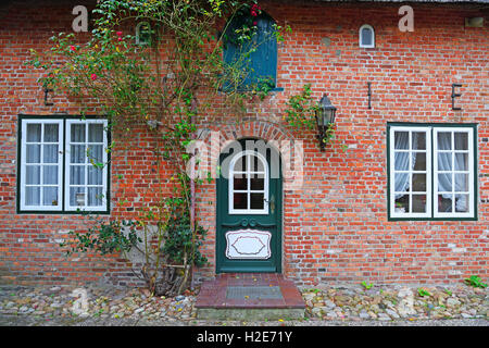 L'entrée typique, ancienne Maison Frison, Keitum, Sylt, au nord de l'archipel Frison, Frise du Nord, Schleswig-Holstein, Allemagne Banque D'Images