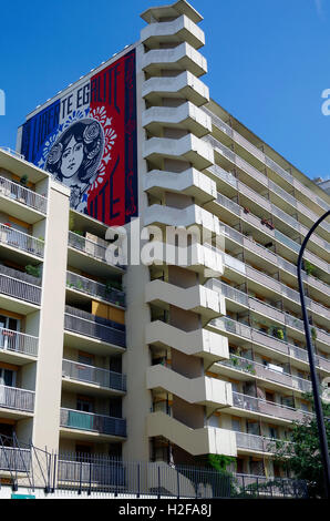 Paris, murale, Marianne Liberté Egalité Fraternité Banque D'Images