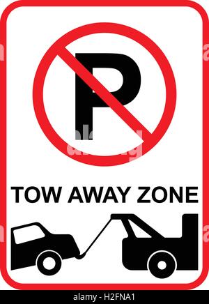 No parking sign, zone-remorquage, vector illustration. Illustration de Vecteur