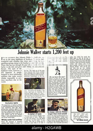 Old vintage original 1960 magazine annonce datée du 1964. Publicité Publicité Whisky Johnnie Walker Banque D'Images