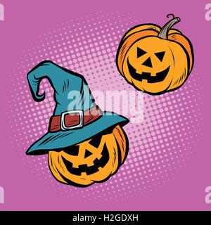 Evil Halloween Pumpkin hat pilgrim Illustration de Vecteur