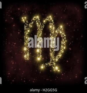 Zodiak vierge - signe astrologie ou astronomie illustration dans laquelle symbole correspondant à constellation est faite de lumières scintillantes spar Banque D'Images
