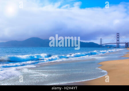 Golden Gate Bridge view de Baker beach, San Francisco Banque D'Images
